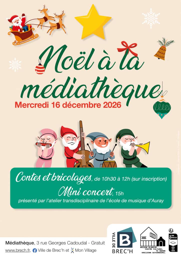 Affiche Noël à la médiathèque 2026